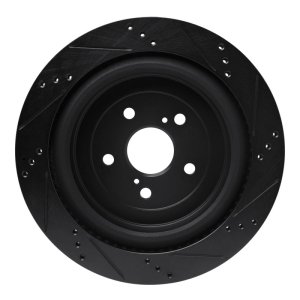 Lexus RX350 Brake Rotor (1) - Rear Left - R1 Concepts - Drilled & Slotted - Black - `16-`22